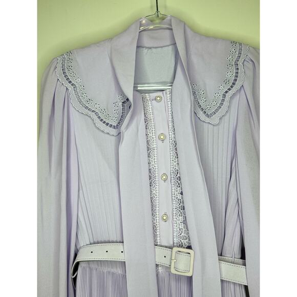 BURRYCO Lilac Chiffon with Lace Broderie Collar Midi-Dress Size 4 -NWT - Picture 6 of 10